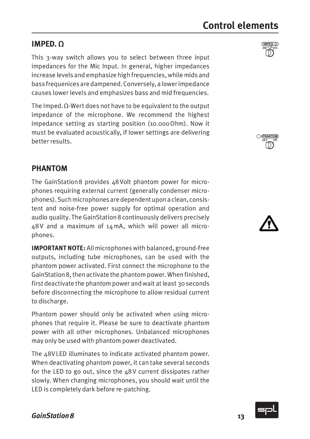 Sound Performance Lab 2383 manual Imped. Ω, Phantom 