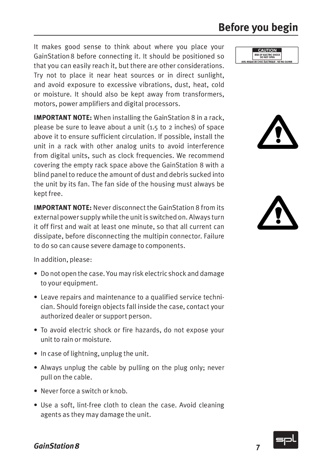 Sound Performance Lab 2383 manual Before you begin 