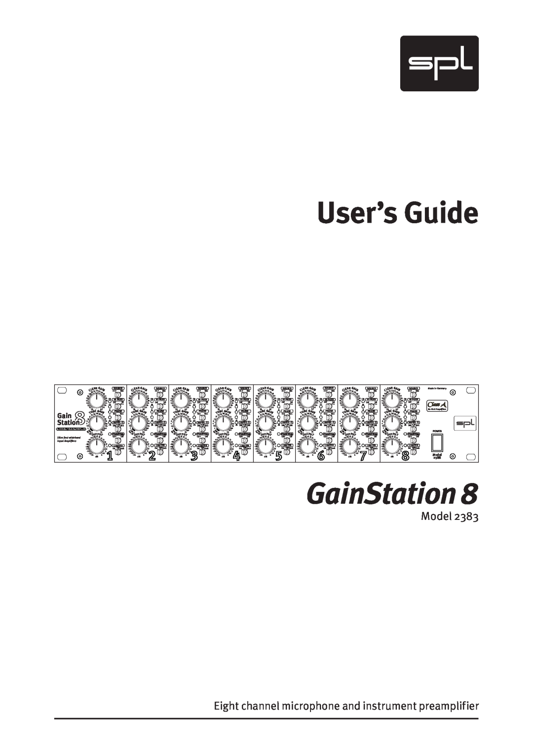 Sound Performance Lab 2383 manual User’s Guide, GainStation, Class A, Model, 2388, Lean Gai, etbe+, OffOUTPUT, Phantom 