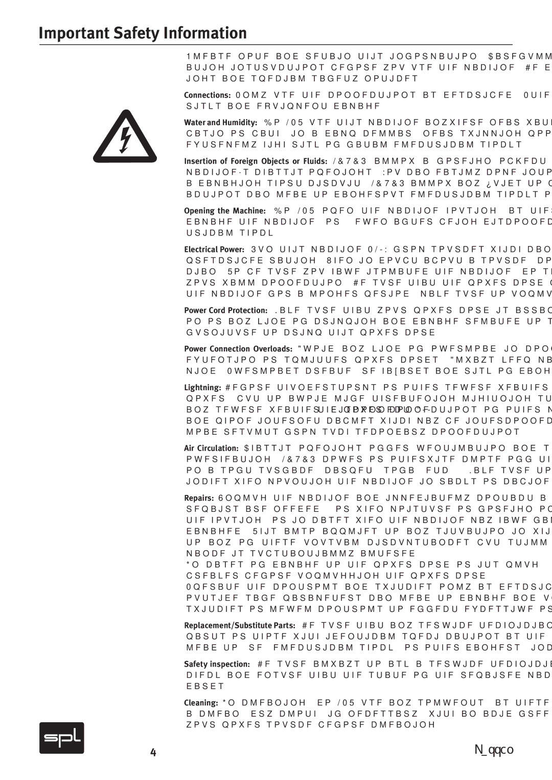 Sound Performance Lab 2595 manual Important Safety Information 