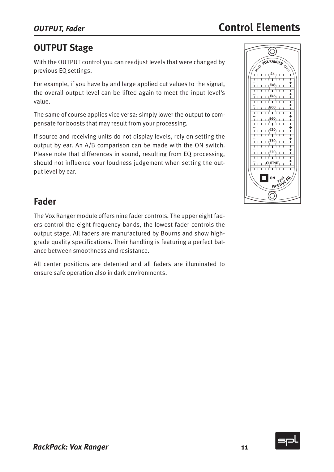 Sound Performance Lab 2718 manual Output Stage, Fader 