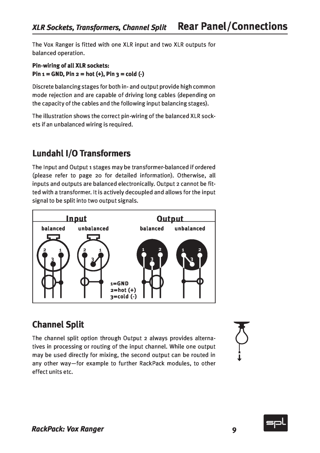 Sound Performance Lab 2718 manual Lundahl I/O Transformers, Channel Split, OQVU0VUQVU, Pin-wiringof all XLR sockets 