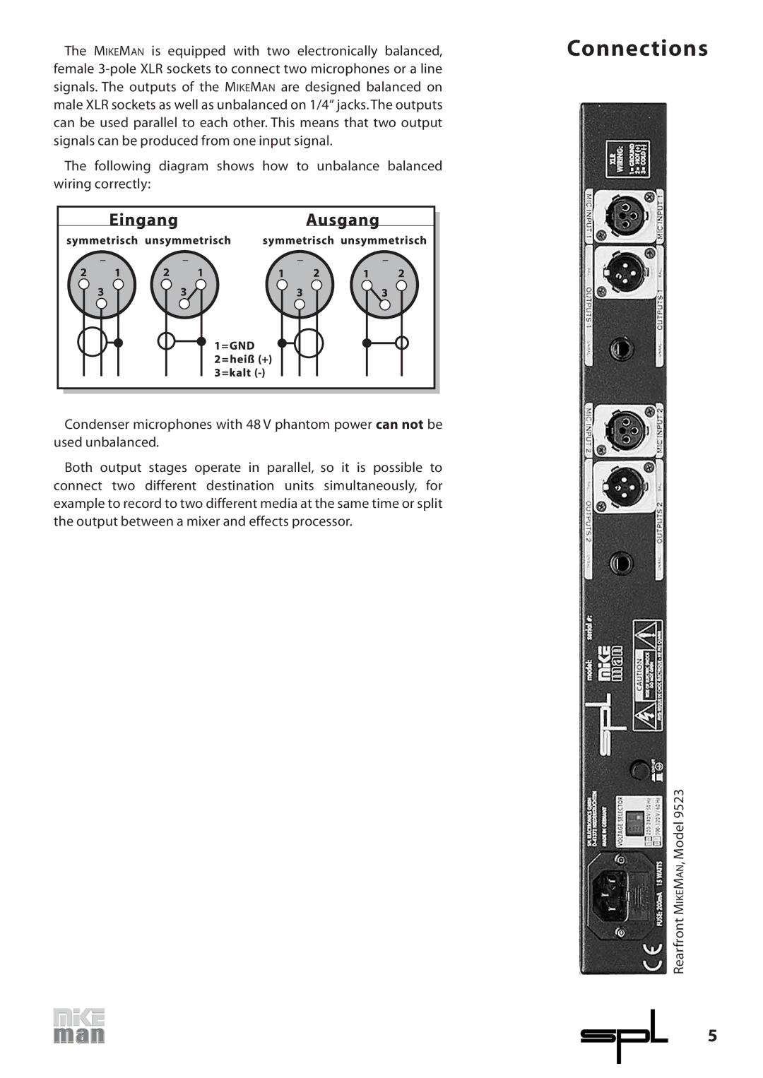 Sound Performance Lab 9523 manual Connections 