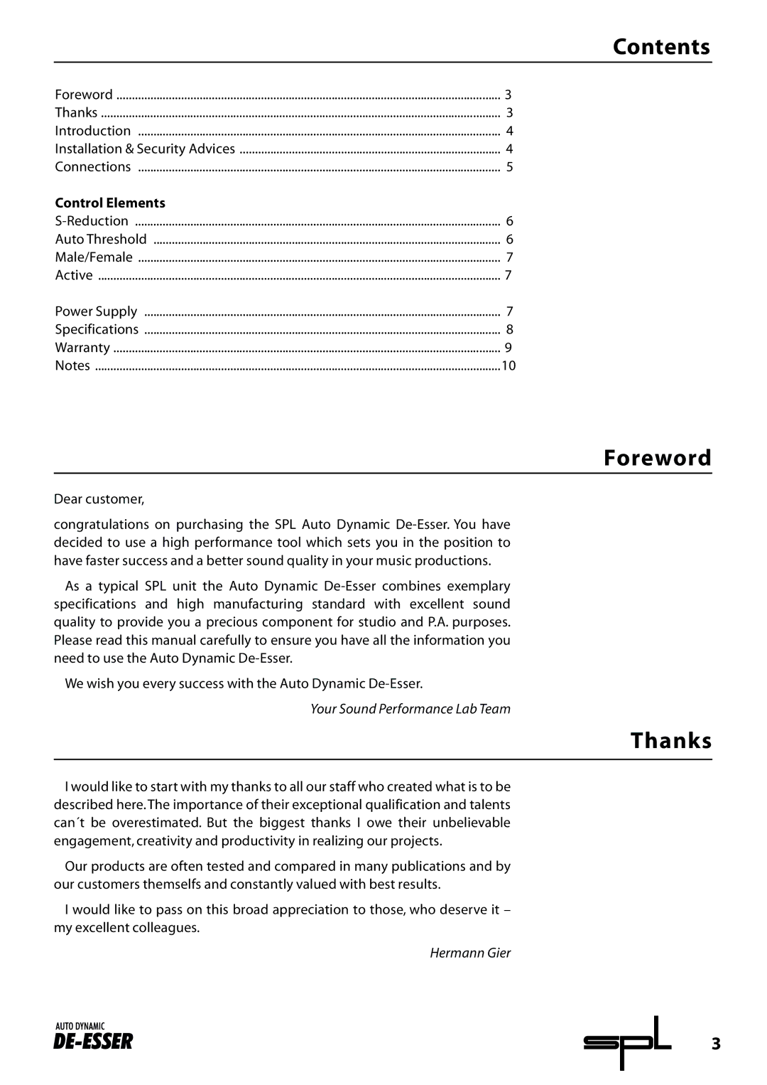 Sound Performance Lab 9629 manual Contents, Foreword 