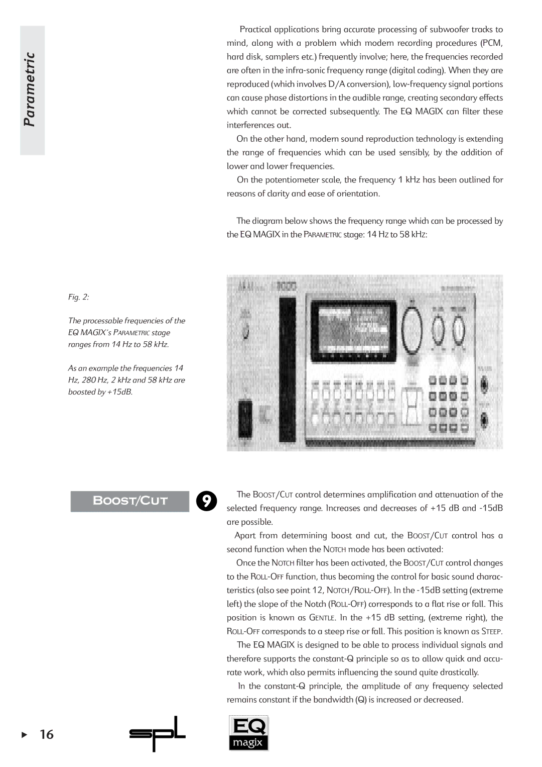 Sound Performance Lab EQ MAGIX manual Parametric 