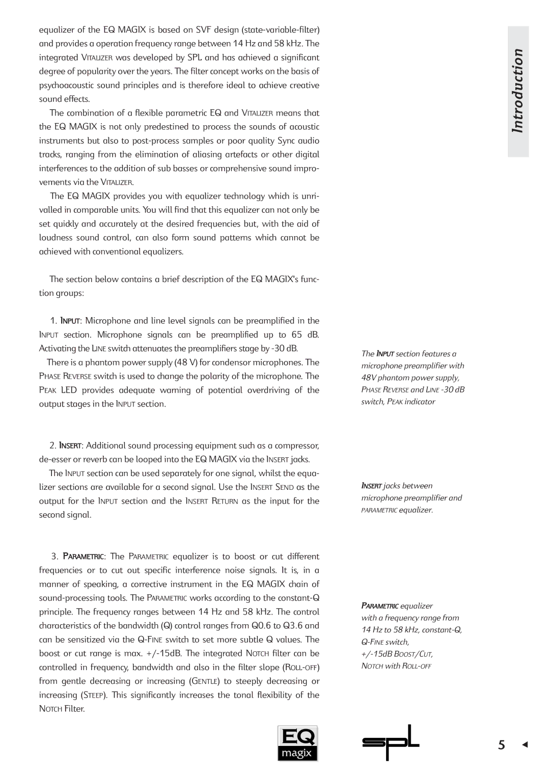 Sound Performance Lab EQ MAGIX manual Introduction 