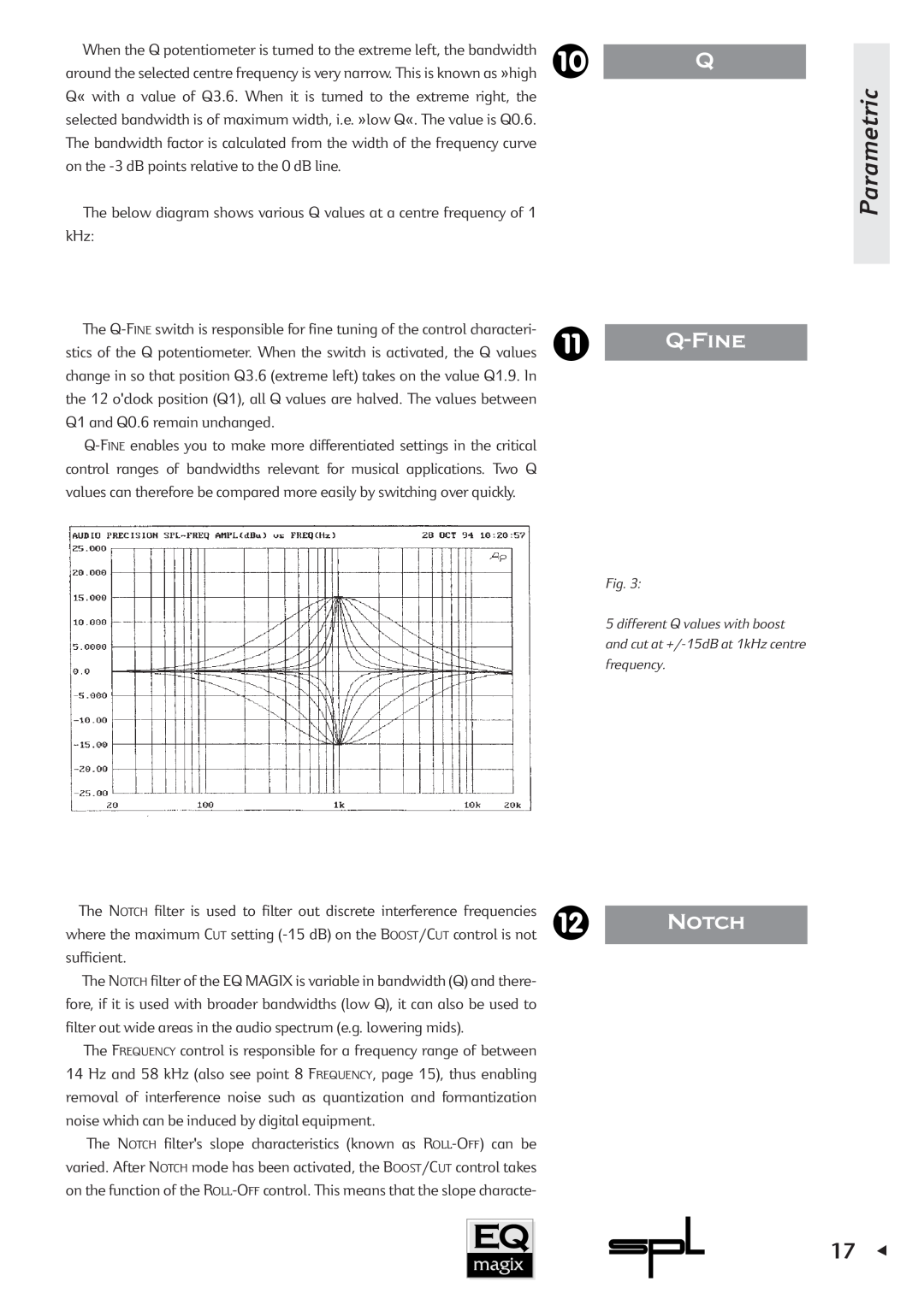 Sound Performance Lab EQ MAGIX manual Notch, Parametric 