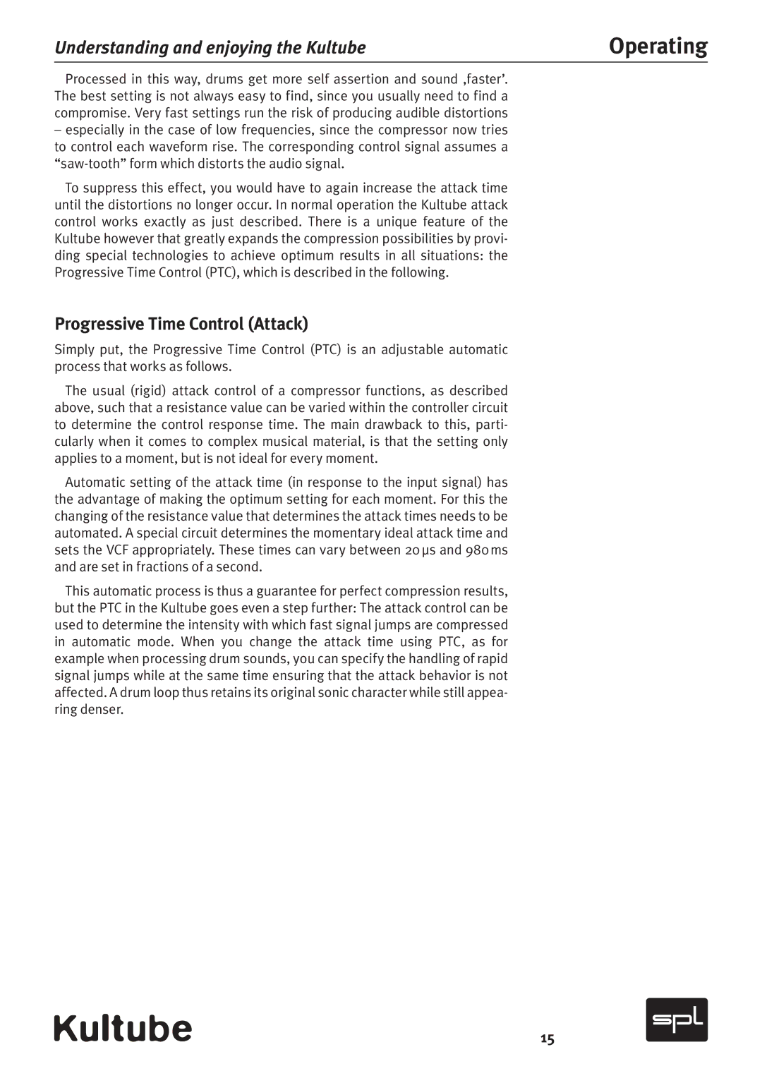 Sound Performance Lab Model 2049 manual Progressive Time Control Attack 