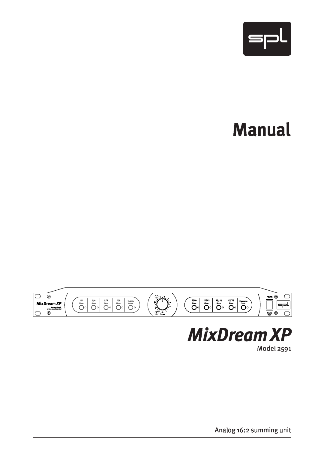Sound Performance Lab Model 2591 manual Manual, MixDream XP, 9/10, 11/12, 13/14, 15/16 