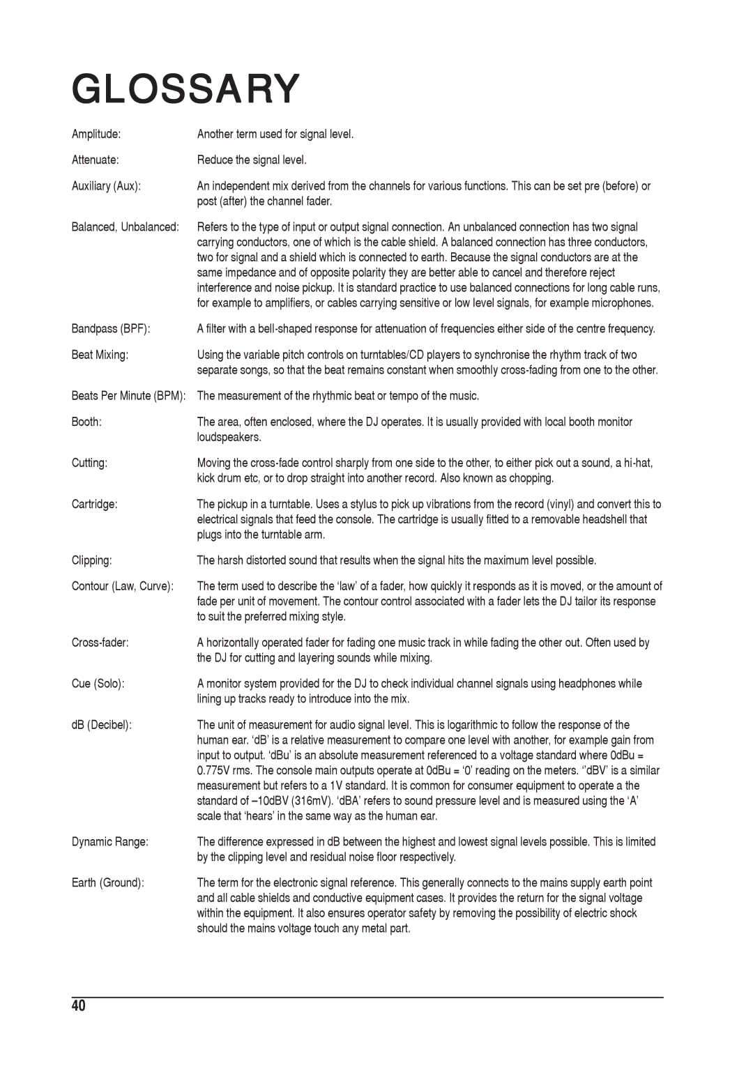 SoundCraft 1601S manual Glossary, Post after the channel fader 