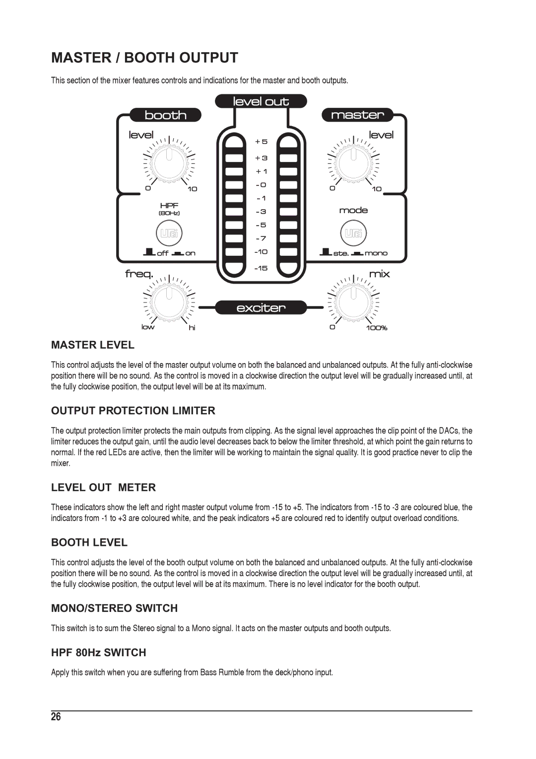 SoundCraft 1601E manual Master / Booth Output 