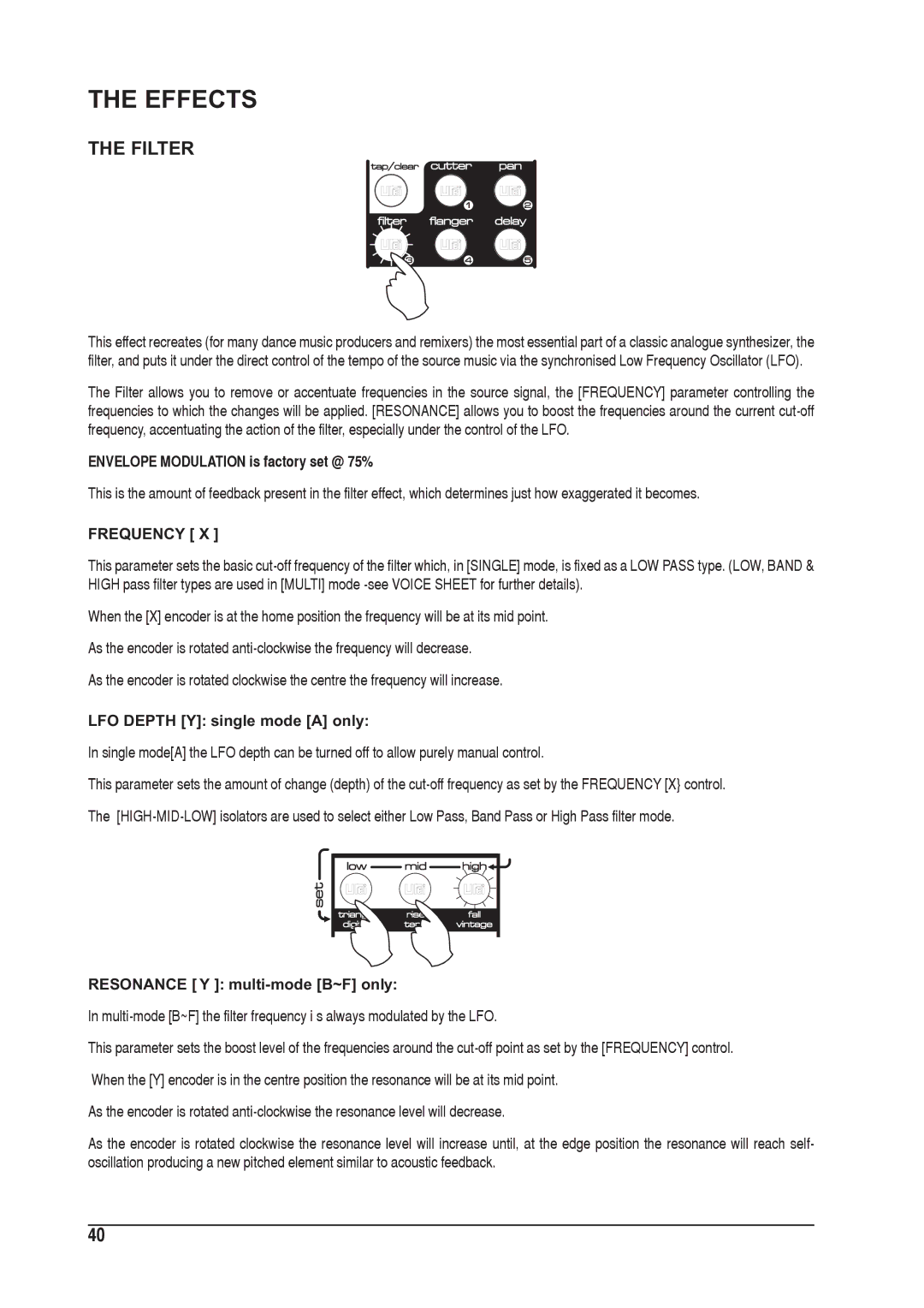 SoundCraft 1601E manual Effects, Filter, Frequency 