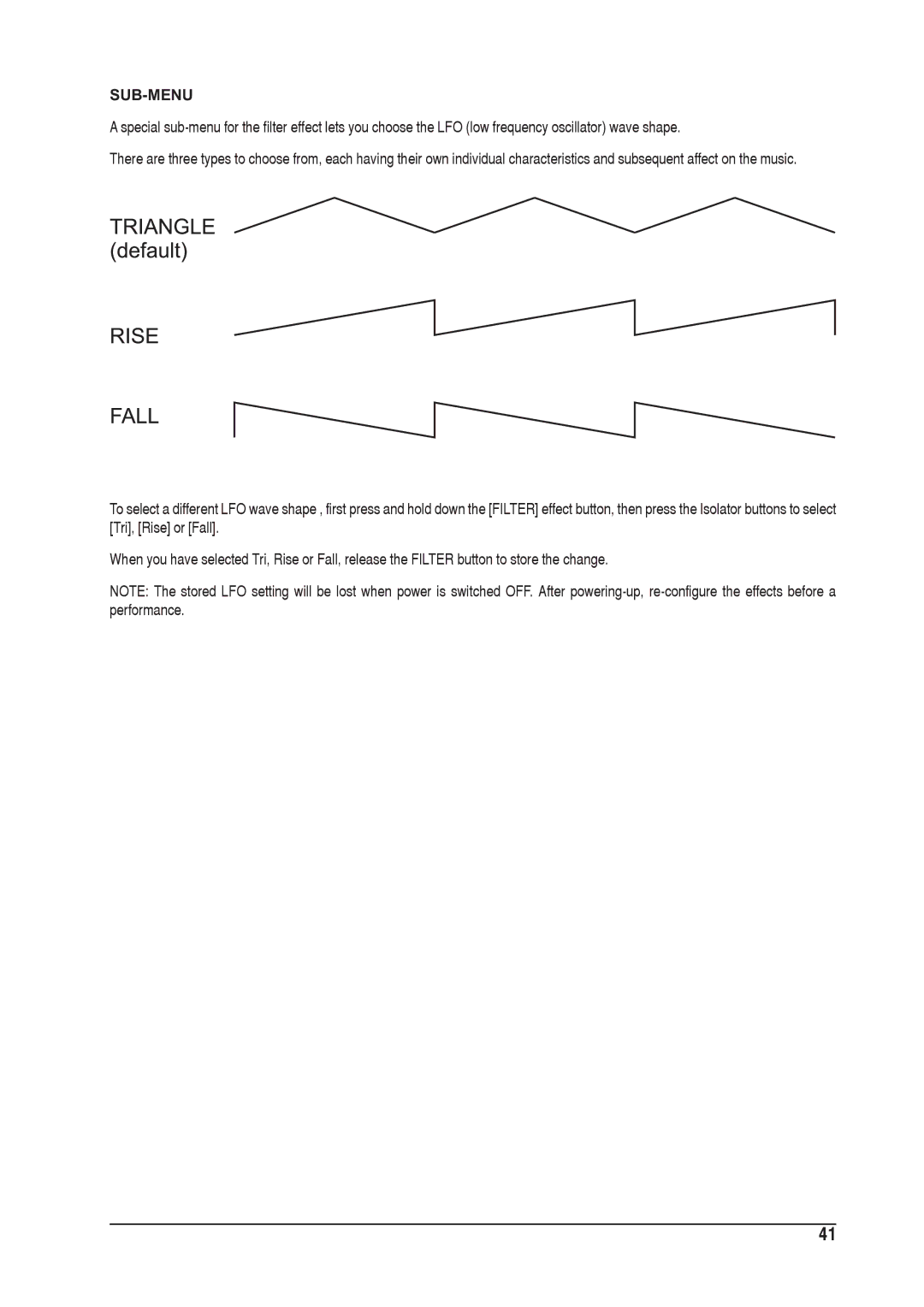 SoundCraft 1601E manual Sub-Menu 