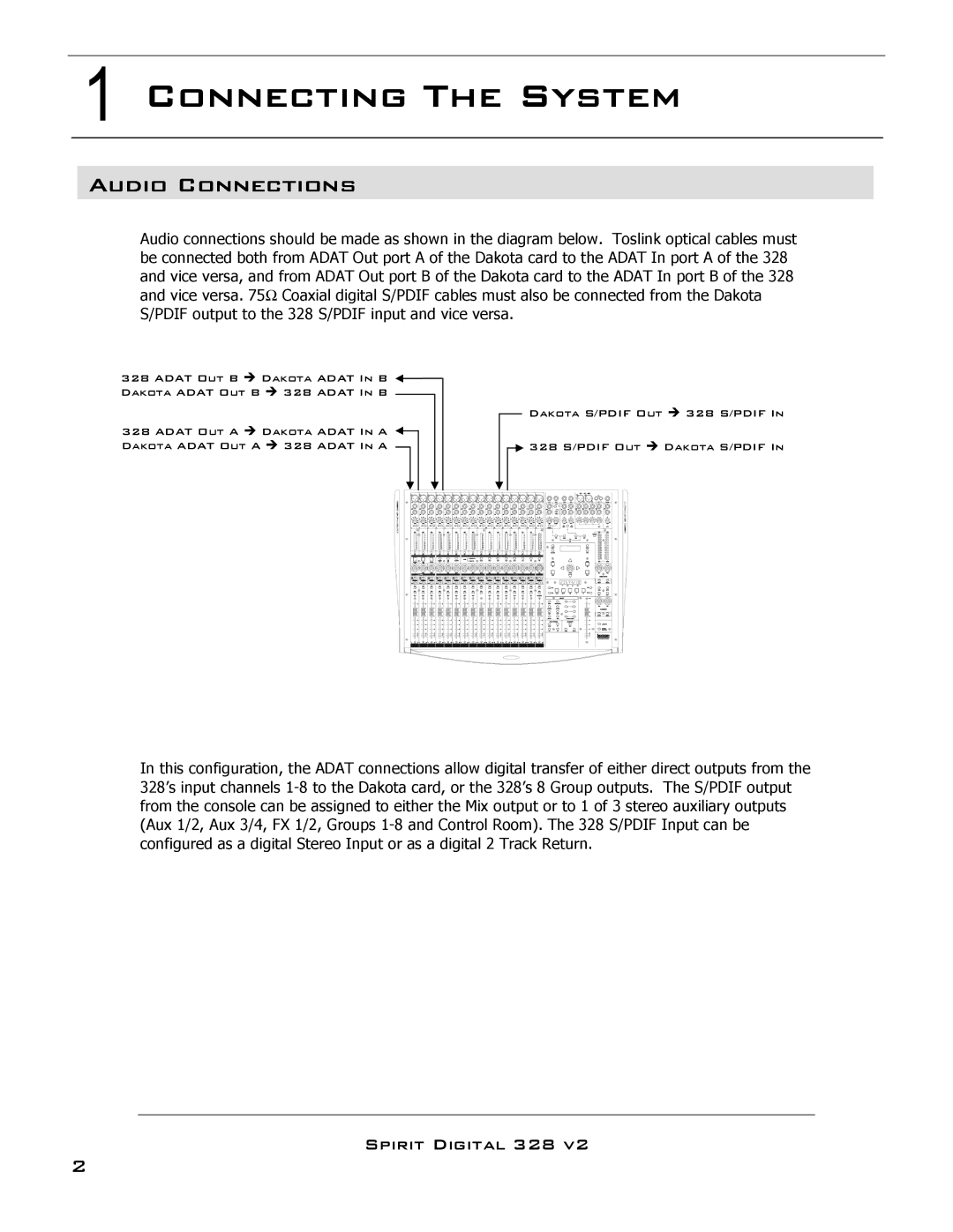 SoundCraft 328 setup guide Connecting The System, Audio Connections 