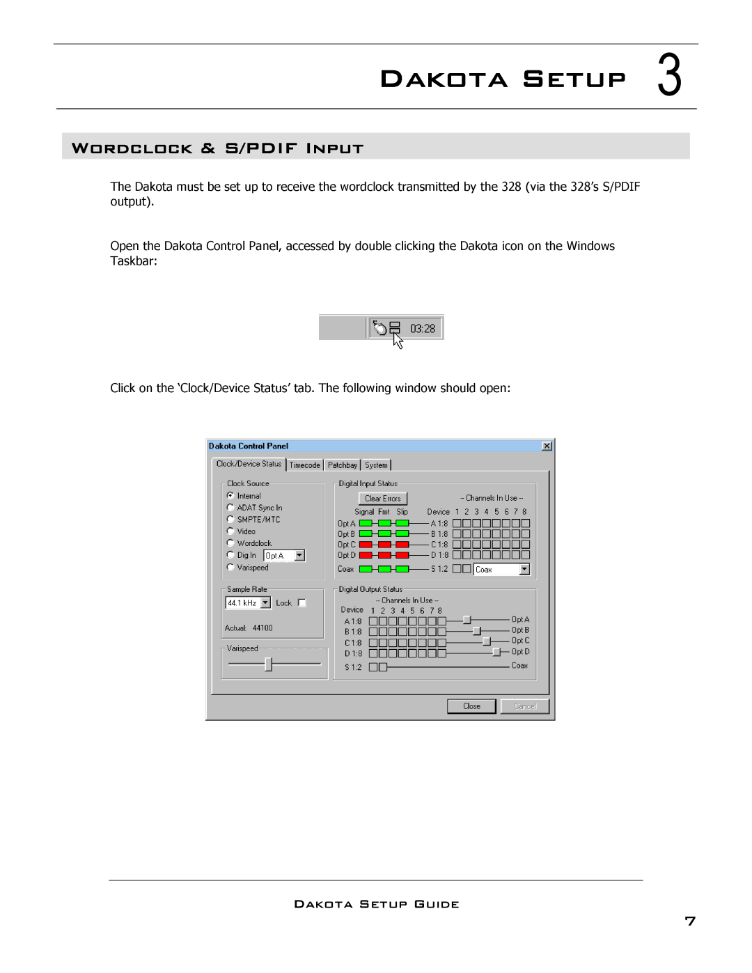 SoundCraft 328 setup guide Dakota Setup, Wordclock & S/PDIF Input 