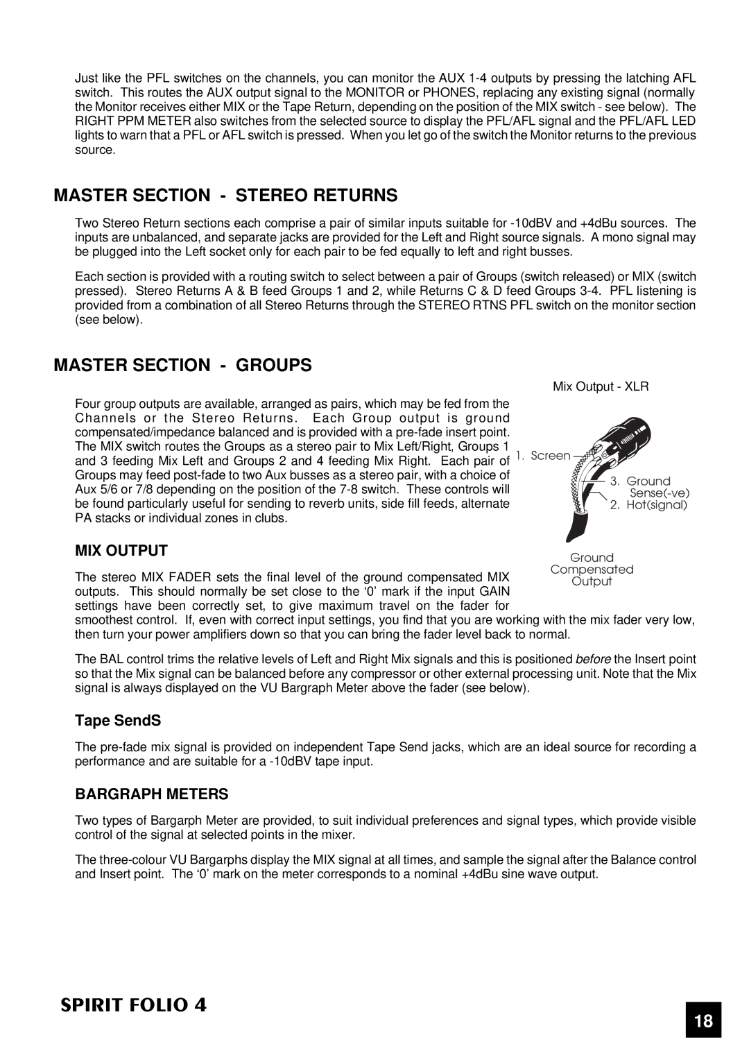SoundCraft 4 manual MIX Output, BA Graph Meters 