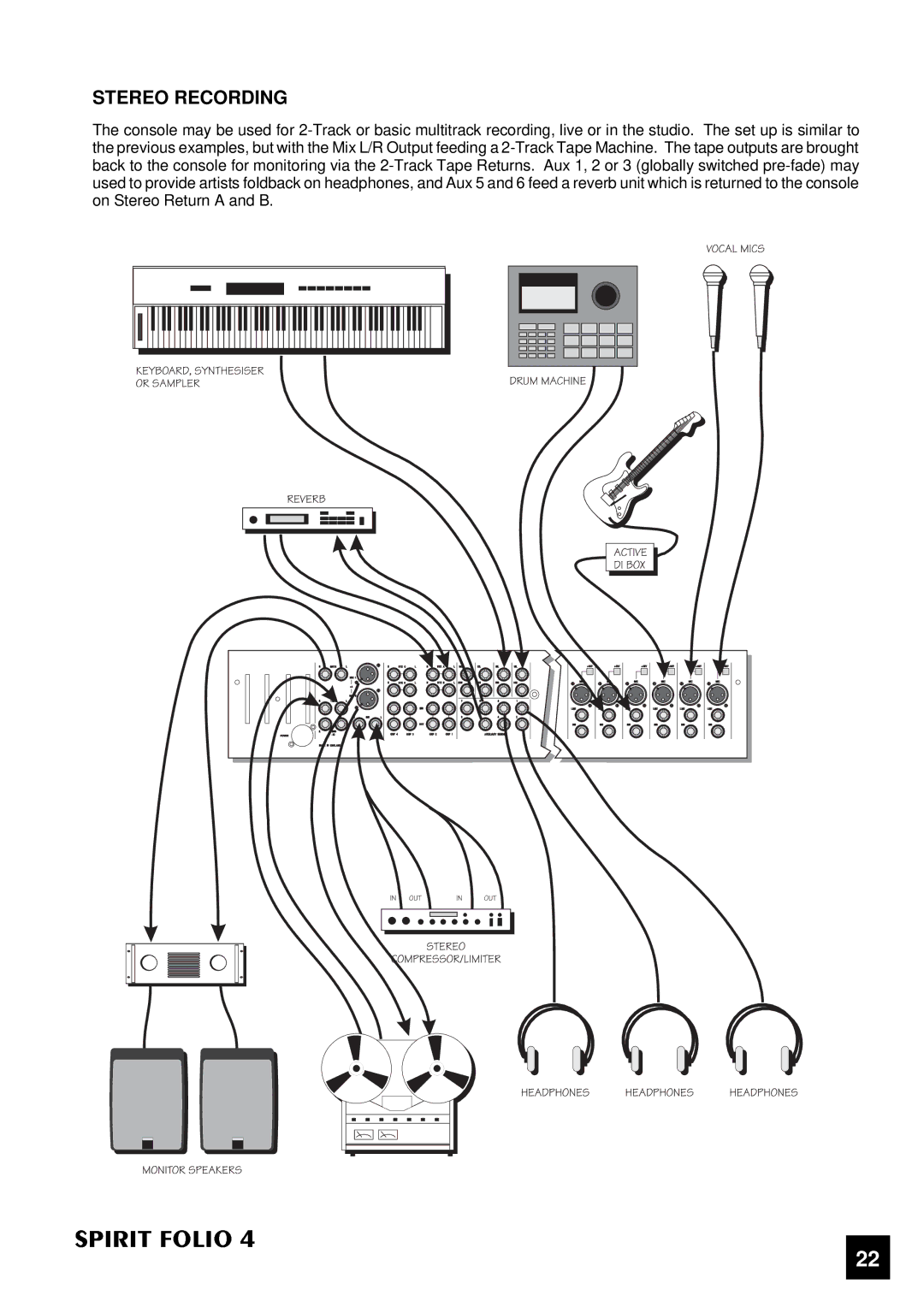 SoundCraft 4 manual Spir IT F OL IO, Stereo Recording 