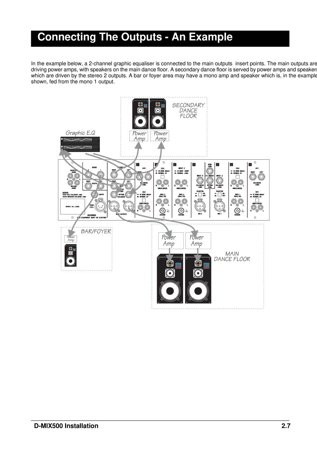 SoundCraft D-Mix 500 manual Connecting The Outputs An Example 