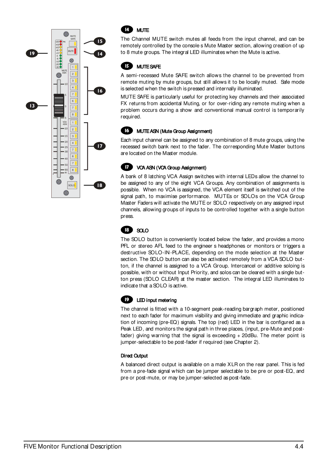 SoundCraft Five Monitor Series Rr Mute, Mute Safe, YI Mute ASN Mute Group Assignment, UI VCA ASN VCA Group Assignment 