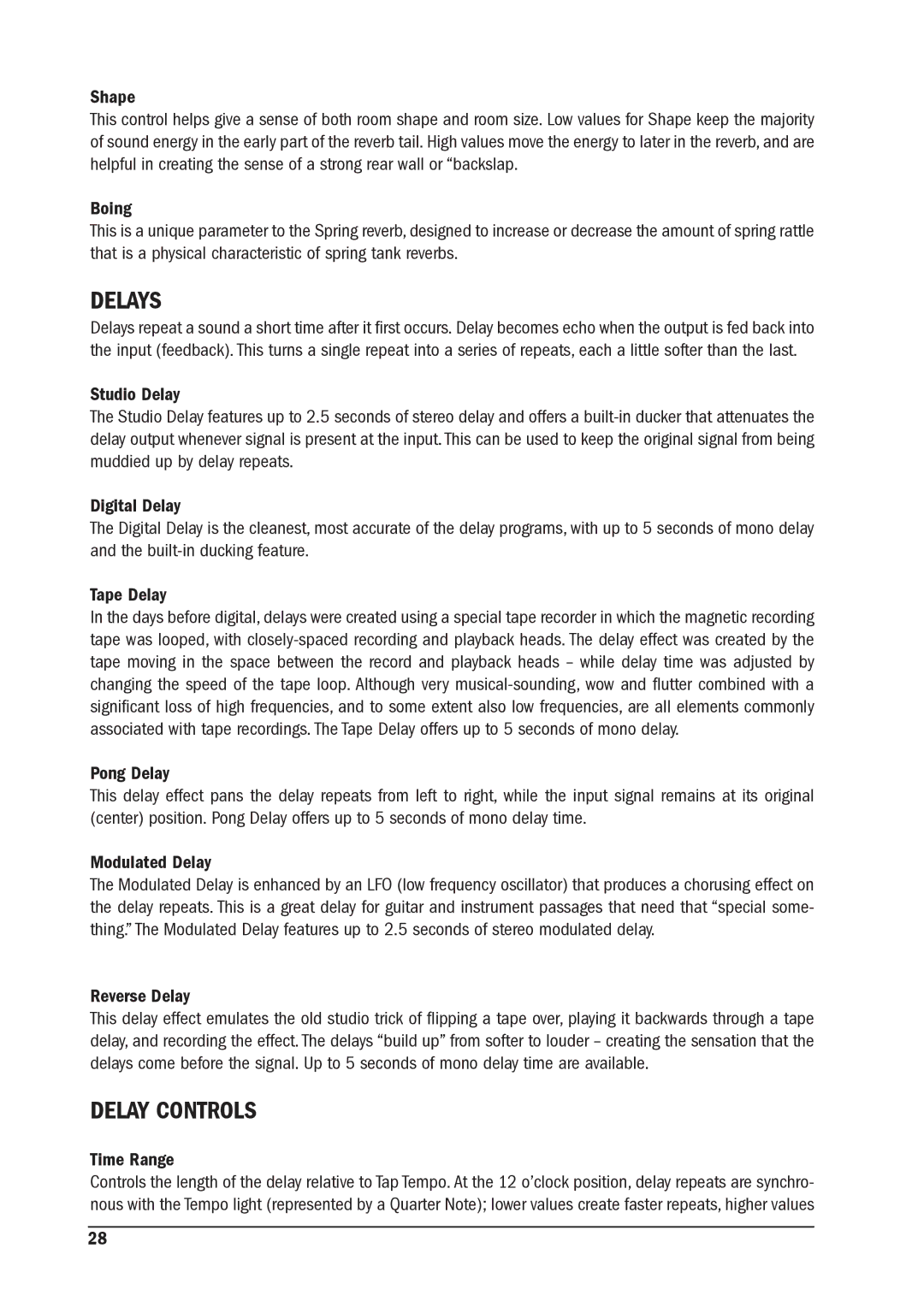 SoundCraft MFX manual Delays, Delay Controls 