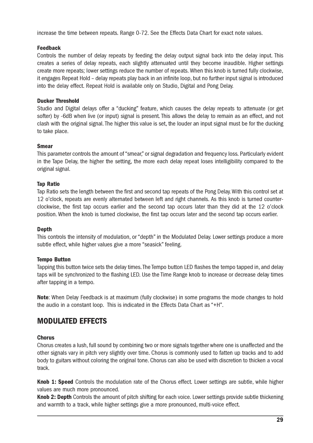 SoundCraft MFX manual Modulated Effects 