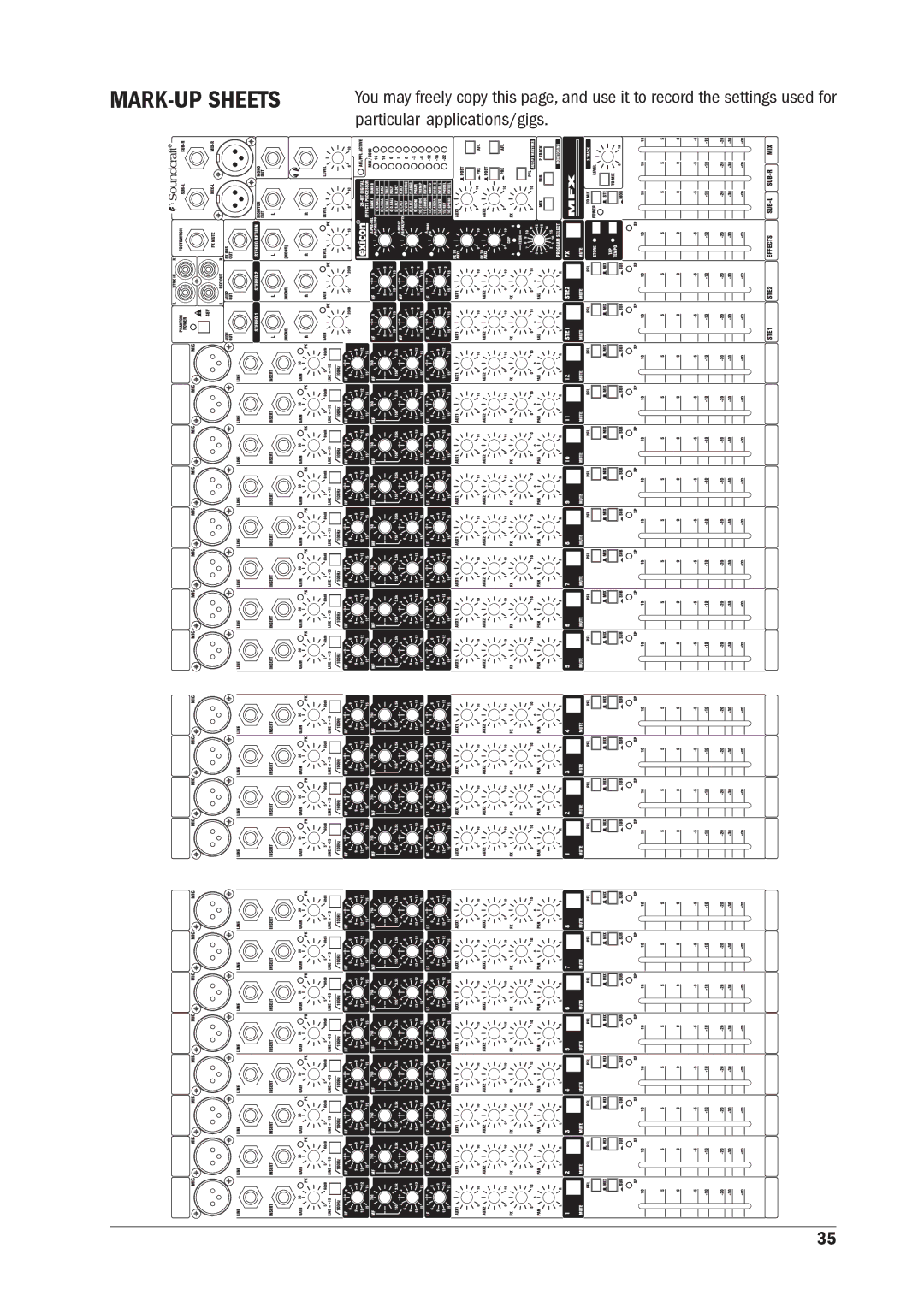 SoundCraft MFX manual MARK-UP Sheets 