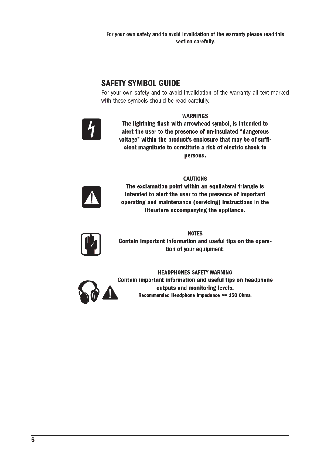 SoundCraft MFX manual Safety Symbol Guide 