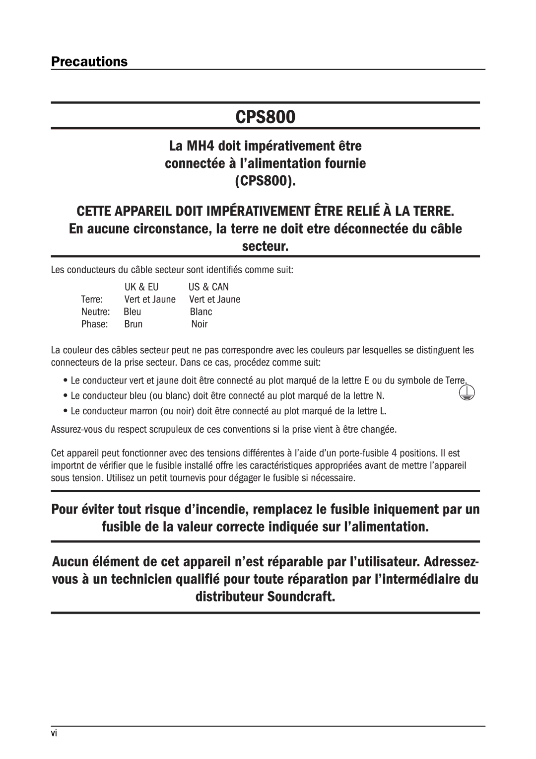 SoundCraft MH4 manual Precautions 