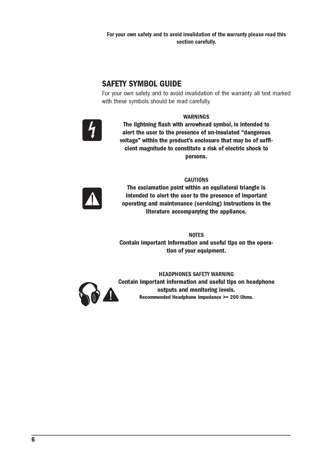 SoundCraft MPM 12/2, MPM 20/2 manual Safety Symbol Guide 