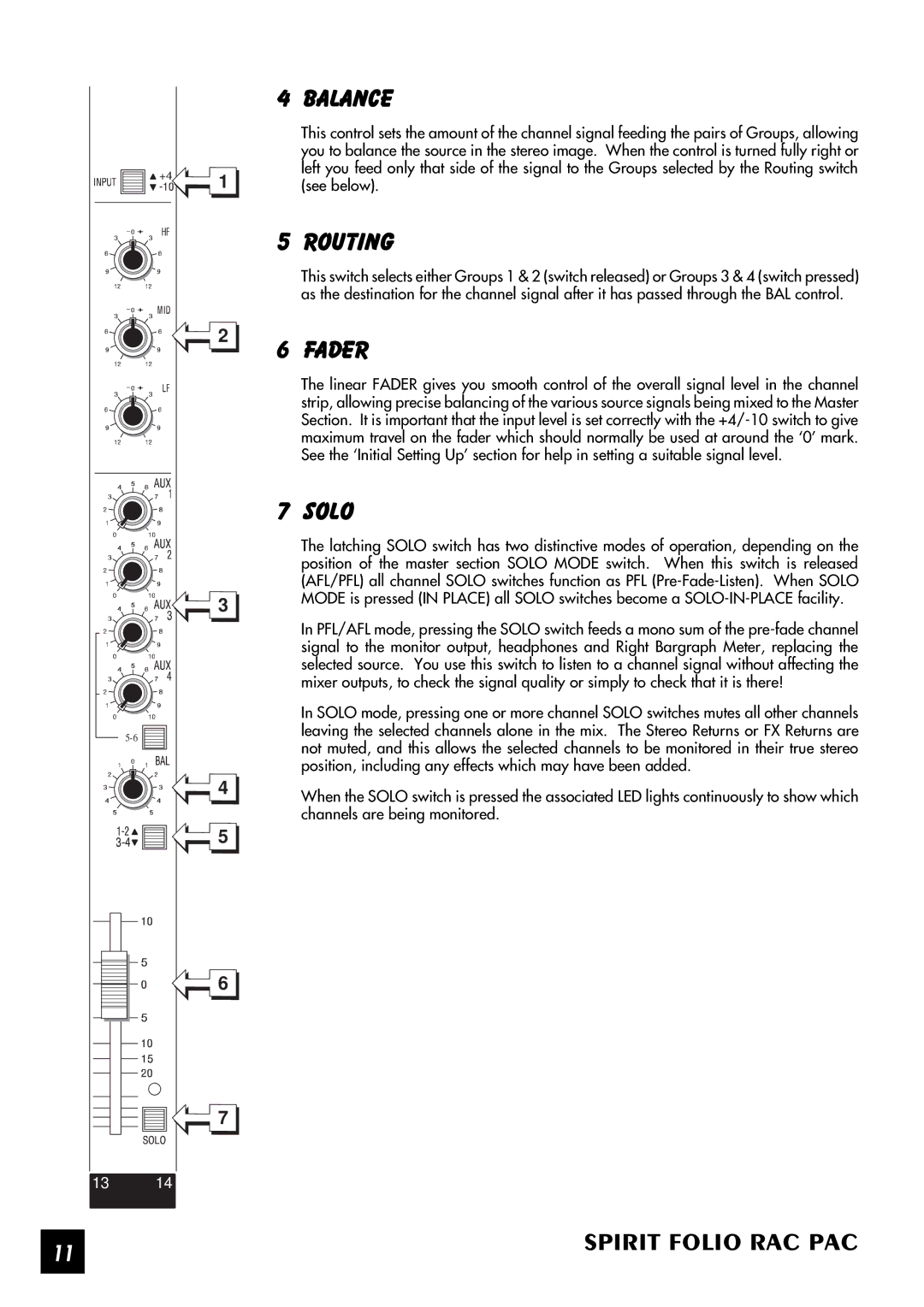 SoundCraft Rac Pac manual Balance 