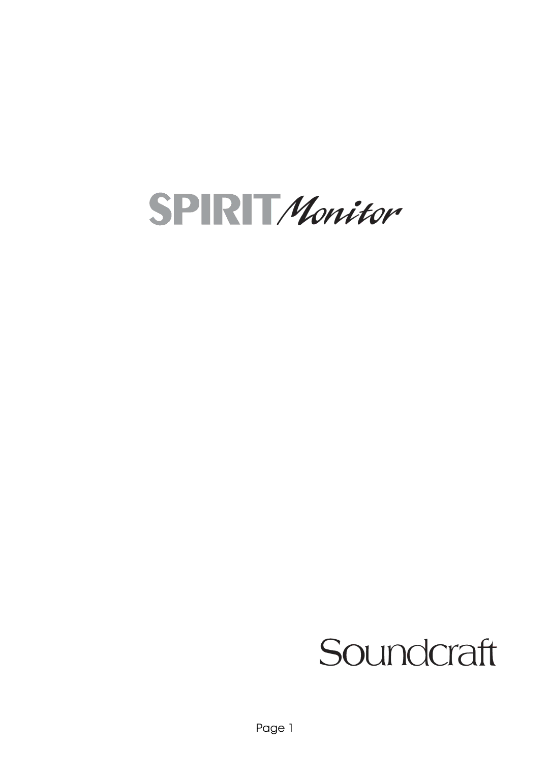 SoundCraft Spirit Monitor manual 