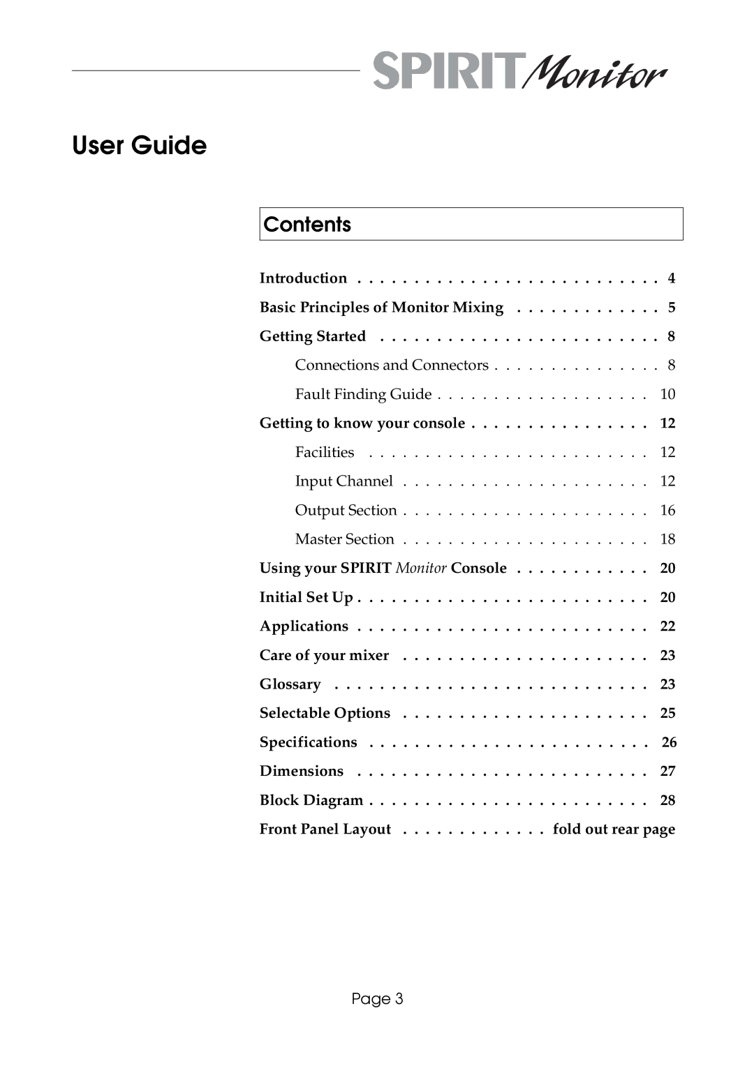 SoundCraft Spirit Monitor manual User Guide 