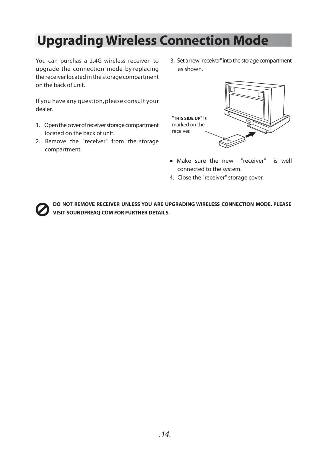 SoundFreaq SFQ-01 manual Upgrading Wireless Connection Mode 