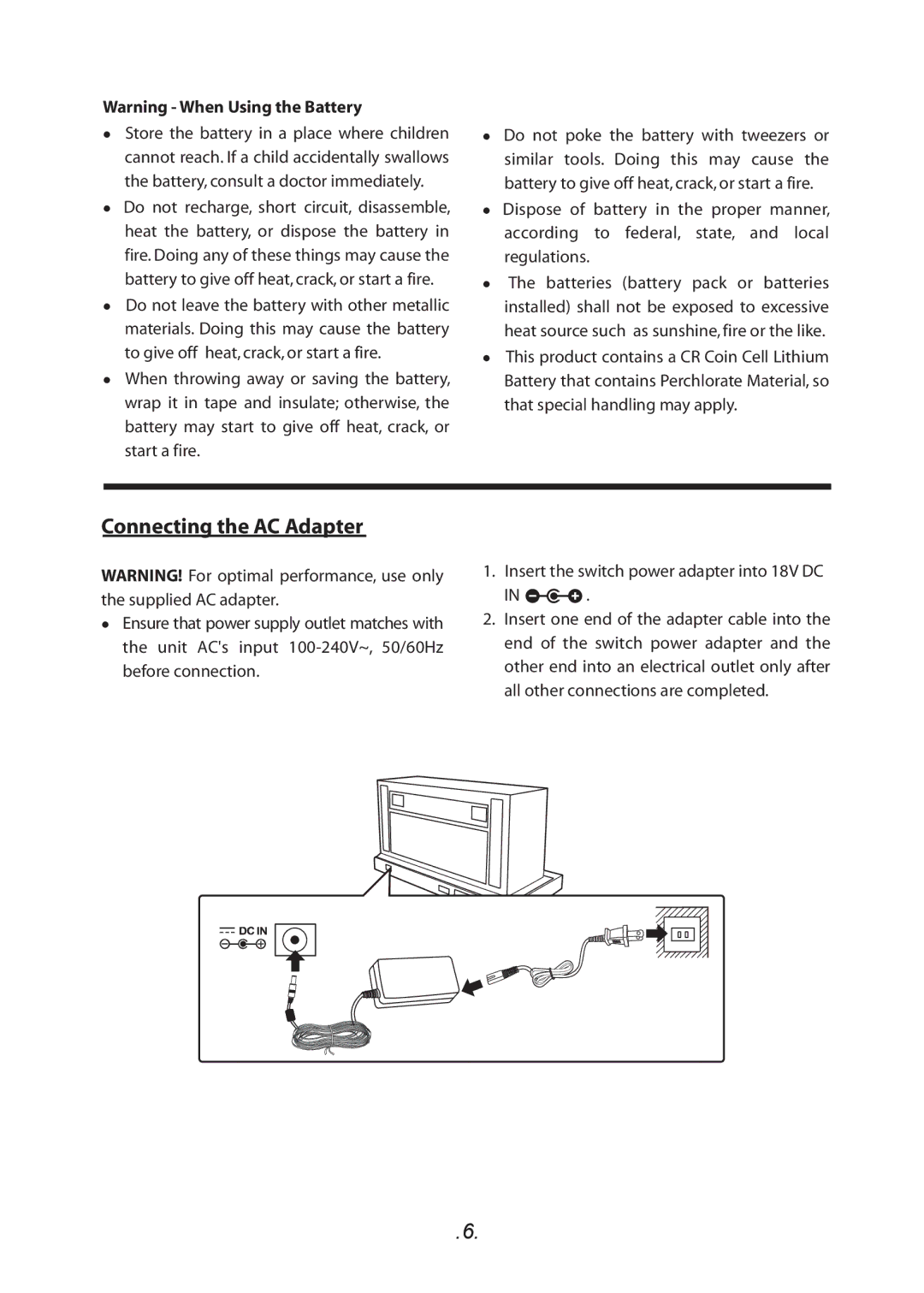 SoundFreaq SFQ-01 manual Connecting the AC Adapter 