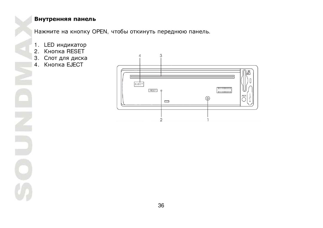 SoundMax SM-CDM1032 instruction manual Open LED Reset Eject 