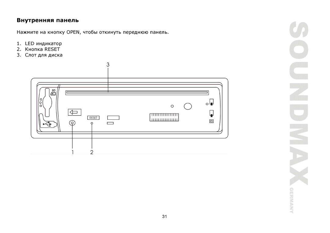 SoundMax SM-CDM1039 instruction manual Open LED Reset 