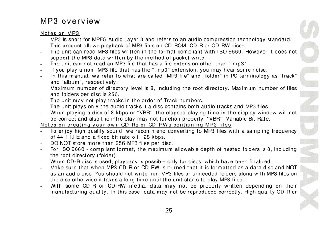 SoundMax SM-CDM1040 instruction manual MP3 overview 