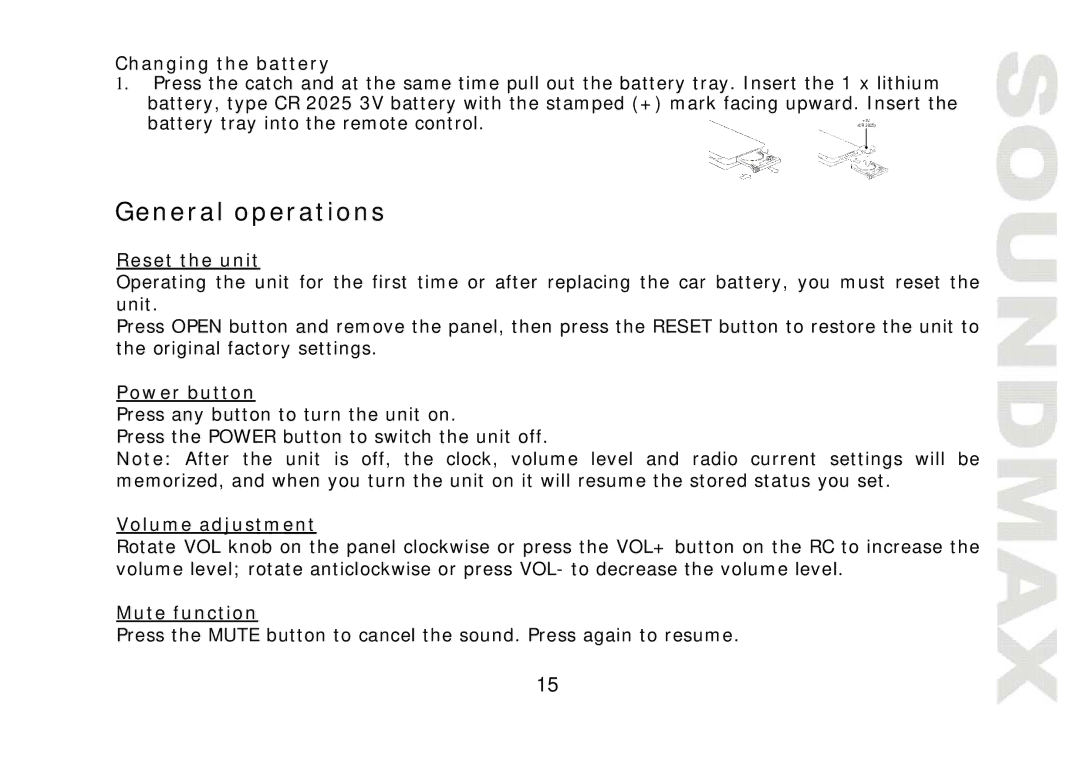 SoundMax SM-CMD2021 instruction manual General operations 