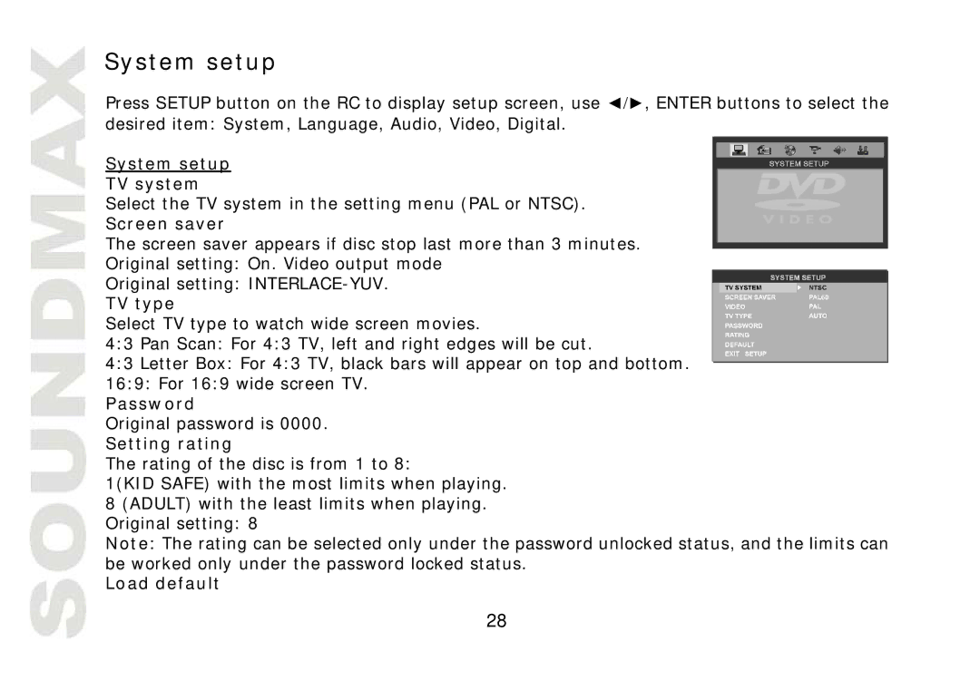 SoundMax SM-CMD2021 instruction manual System setup 