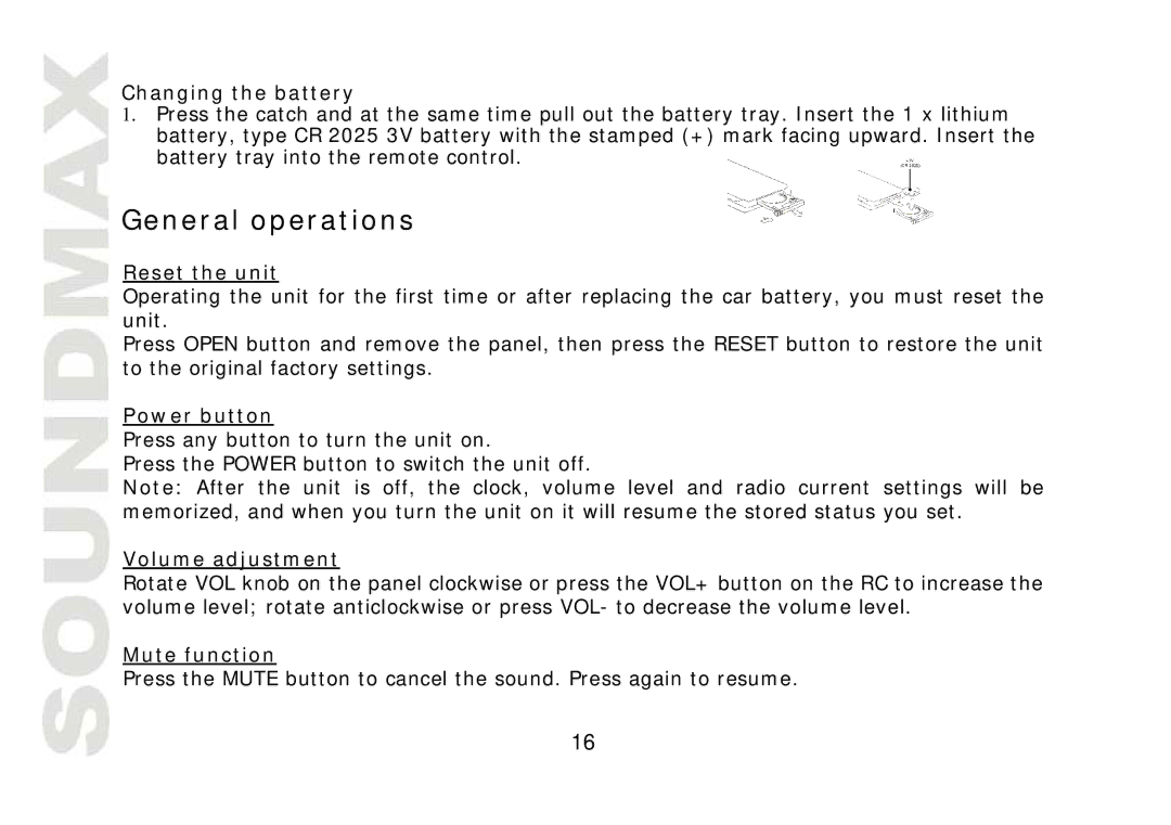 SoundMax SM-CMD2022 instruction manual General operations 