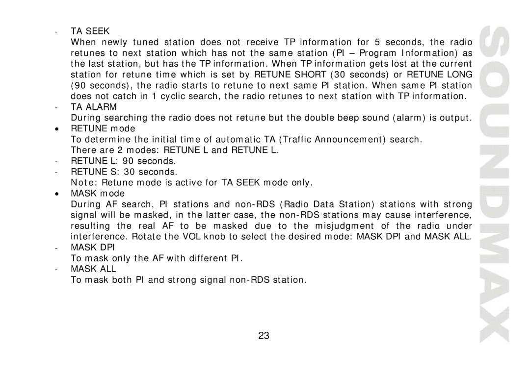 SoundMax SM-CMD2022 instruction manual Mask DPI 