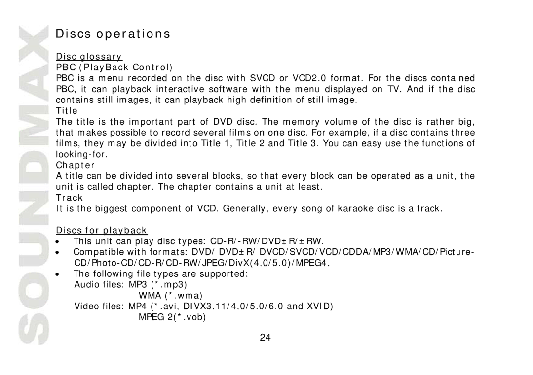 SoundMax SM-CMD2022 instruction manual Discs operations 