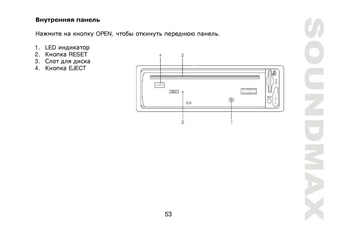 SoundMax SM-CMD2022 instruction manual Open LED Reset Eject 