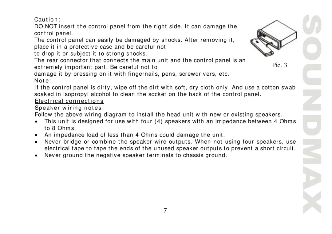 SoundMax SM-CMD2022 instruction manual Electrical connections Speaker wiring notes 