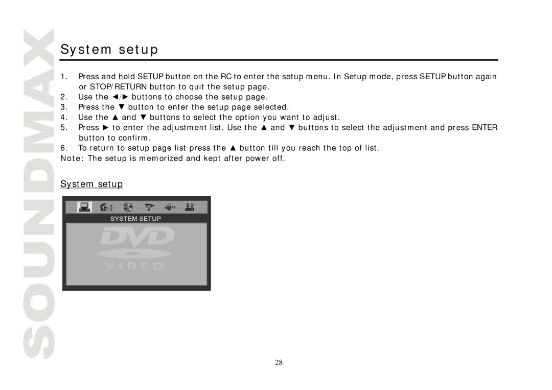 SoundMax SM-CMD3004 instruction manual System setup 