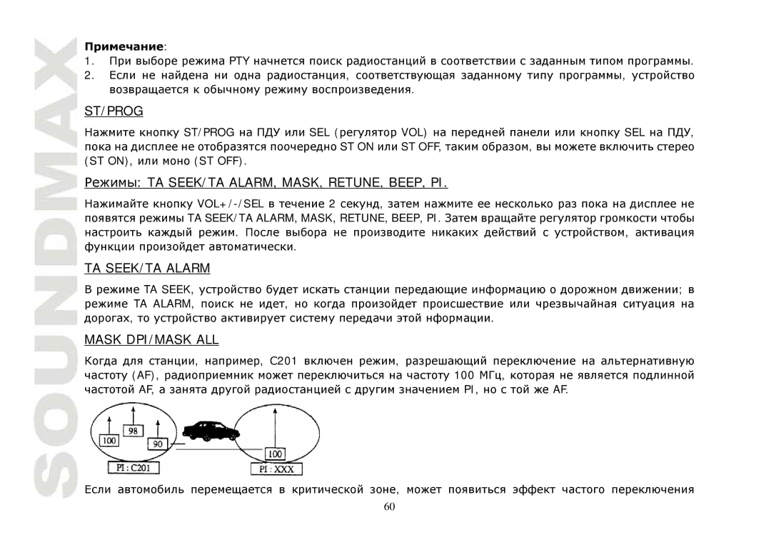 SoundMax SM-CMD3004 instruction manual Ta Seek/Ta Alarm, Mask, Retune, Beep, Pi 