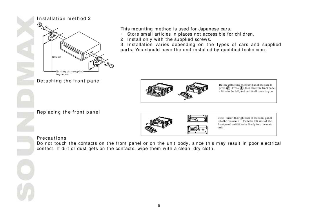 SoundMax SM-CMD3011 instruction manual Installation method 