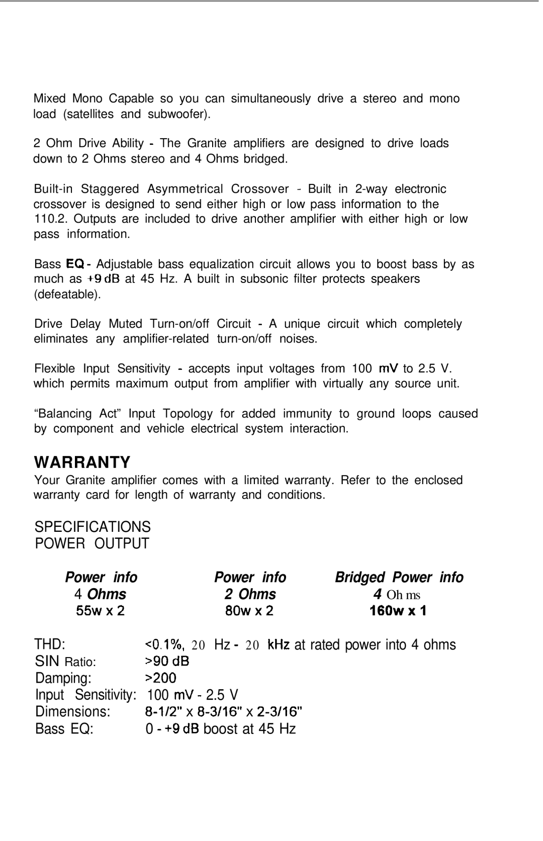 Soundstream Technologies 110.2 manual Warranty, 55wx2 