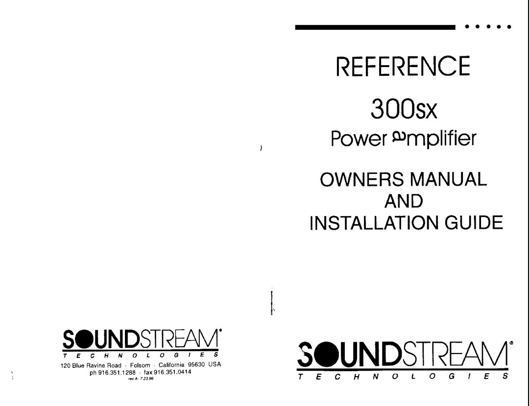 Soundstream Technologies 300SX manual Lll 