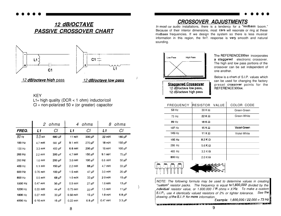 Soundstream Technologies 300SX manual Crossover Adjustments, Freq 